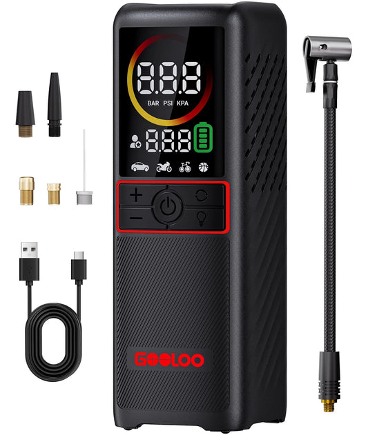 160 PSI Portable Tire Inflator Air Compressor 7500Mah Battery Cordless Air Pump for Car Tires Auto-Shutoff W/ LED Digital Pressure,  GT160 Tire Pump for Bikes,Balls,Motorcycles,Bicycle
