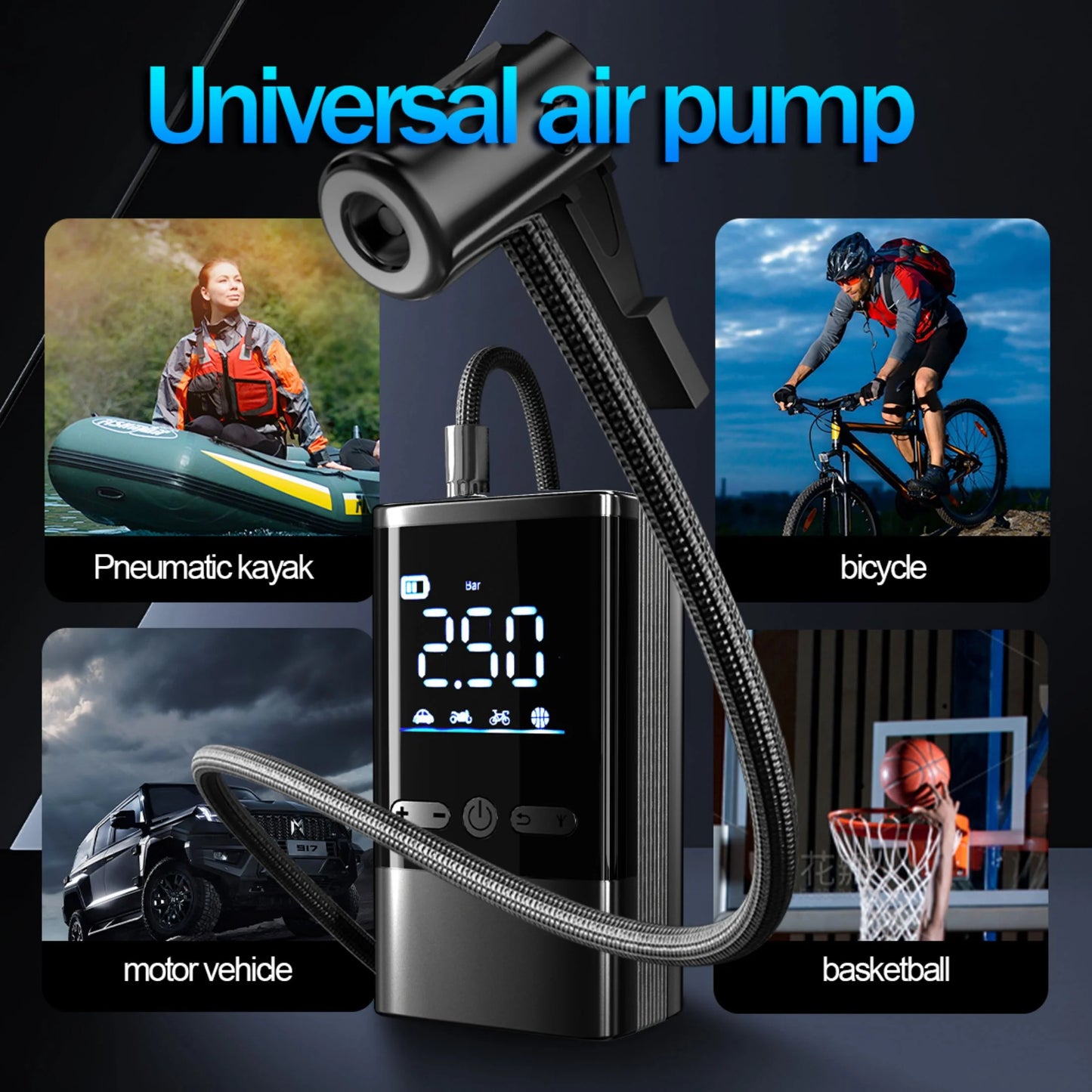 Tire Inflator Portable 150 Psi Air Compressor Cordless Air Pump with LCD Displ for Car Tires